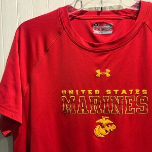 Under Armour United States marines Red and Yellow Short Sleeve Tees